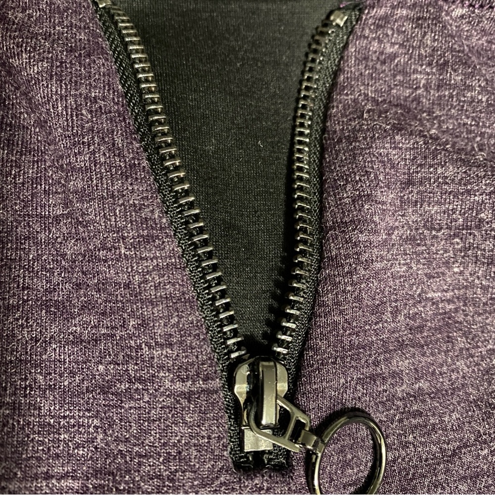 Workshop Republic 2X Plum Zip Front Tunic High Low Hem Stretch Top Plus - Picture 2 of 10